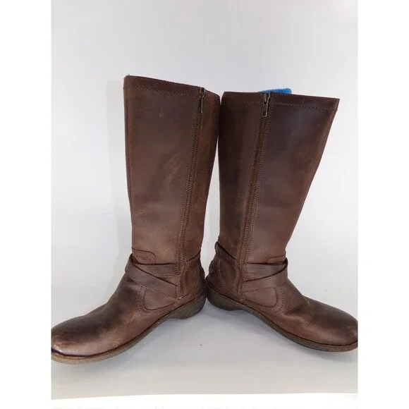 UGG Brown Leather Tall Buckle Wool Lined Warm Winter Rosen Riding Boots Size 8 - Picture 4 of 10